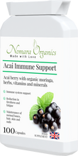 Load image into Gallery viewer, Nomara Organics Acai Berry Immune Support. 100 capsules, potent Acai powder +high quality vitamins , minerals & herbs..