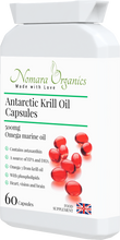 Load image into Gallery viewer, Nomara organics Antarctic Krill Oil Capsules. A rich source of EPA and DHA for maintenance of normal blood pressure, heart function and vision.