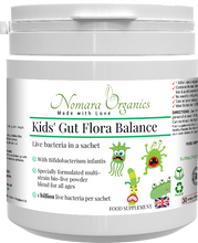 Load image into Gallery viewer, Nomara Organics Kids' Gut Flora Balance. 30g Sachets of live culture for children,10 billion cultures/sachet. Supports gut flora balance and immunity.