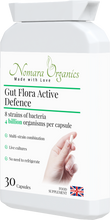 Load image into Gallery viewer, Noimara Organics Gut Flora Active Defence. 30 capsules, multi-strain live cultures,strenth of 4 billion per capsule. For gut flora balance, a healthy digestive function and immunity.