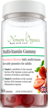 Load image into Gallery viewer, Multivitamin Gummy, is a chewable daily Vitamin and Mineral Formula for adults.Strawberry flavoured 60 gummies, Rich in Vitamin C and D, Supports Immunity, Enery production, Reduction of Tiredness and Fatigue.
