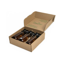 Load image into Gallery viewer, Nomara Organics® Amber Glass Spray Bottles 3 x 500ml large. Boxed on Straw, Pumps &amp; 3 caps. Eco-friendly, Re-usable for Gift-Kitchen-Bathroom-Cleaning
