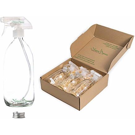 Nomara Organics® Clear Glass Spray Bottles 3 x300ml. Boxed, on straw. 3 spare caps, Eco-friendly, Re-usable, perfect for a Gift, Organic products, Hair care, Cleaning, Aromatherapy, Pet care, Arts & Crafts, DIY