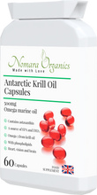 Load image into Gallery viewer, Nomara organics Antarctic Krill Oil Capsules.  A rich source of EPA and DHA for maintenance of normal blood pressure, heart function and vision.
