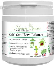 Load image into Gallery viewer, Nomara Organics Kids&#39; Gut Flora Balance. 30g Sachets of live culture for children,10 billion cultures/sachet. Supports gut flora balance and immunity.
