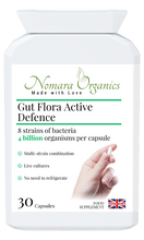 Load image into Gallery viewer, Noimara Organics Gut Flora Active Defence. 30 capsules, multi-strain live cultures,strenth of 4 billion per capsule. For gut flora balance, a healthy digestive function and immunity.
