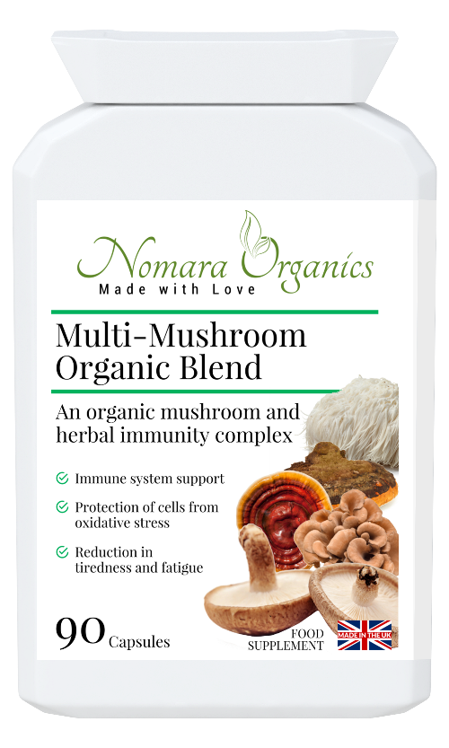 Multi-Mushroom Organic Blend. A unique potent blend include Maitake, Reishi, Shiitake and Astragalus root for protecting immunity and cell health.