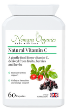 Load image into Gallery viewer, Nomara Organics Natural Vitamin C. Non-acidic, naturally sourced from fruits and herbs.  Supports immunity, protects against fatigue and infections.
