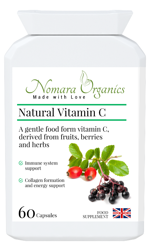 Nomara Organics Natural Vitamin C. Non-acidic, naturally sourced from fruits and herbs.  Supports immunity, protects against fatigue and infections.