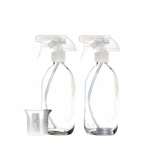ECOFRIENDLY BPA-FREE GLASS SPRAY BOTTLES, 2 X 300ML by Nomara Organics®. Ecofriendly, Reusable for Kitchen, oil-vinegar, DIY, Hair care, Bathroom