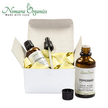 Load image into Gallery viewer, Peppermint and Eucalyptus Oils Twin Pack 2 x 50ml by Nomara Organics. 100% Pure &amp; Natural, perfect for oil burners, vaporisers
