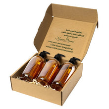 Load image into Gallery viewer, Nomara Organics Soap Dispensers set, 3 x 500ml Amber Glass. BPA-free lockable pumps, caps, Eco-friendly, Reusable. Perfect for a gift, Kitchen, Bathroom, Organic Hand-wash, Sanitizer dispenser, Cleaning, Face-wash
